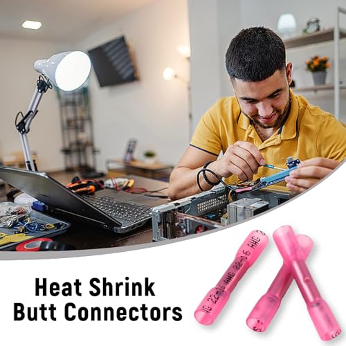 Reastar BUTT CONNECTORS HEAT SHRINK 22-16 AWG 120 Pcs Heat Shrink Butt Connectors, 22-16 Awg Waterproof Insulated Butt Splice Connectors, Marine Grade Wire Crimp Terminals thumb #6