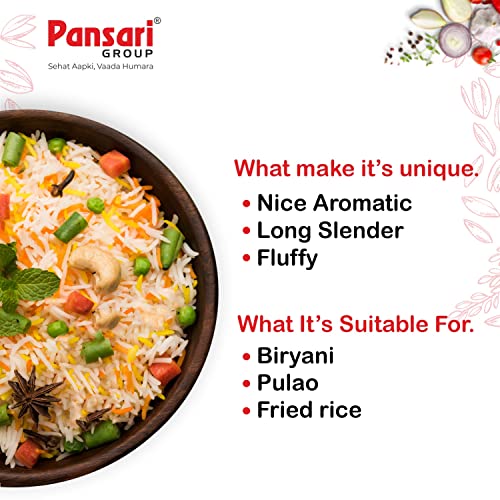 Image of Pansari Royal Basmati rice, Great Taste and Mesmerizing Aroma | Long Grain, Naturally Aged(2-Years) with Fortified | Basmati Rice, Biryani Rice, Pulao Rice (5+1Kg)
