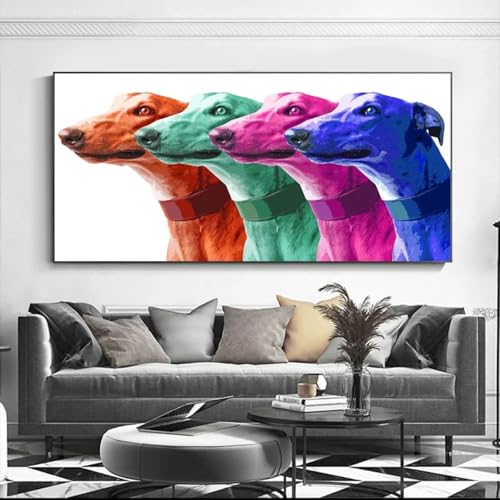Peinture à l'huile d'animaux Greyhound déco murale moderne