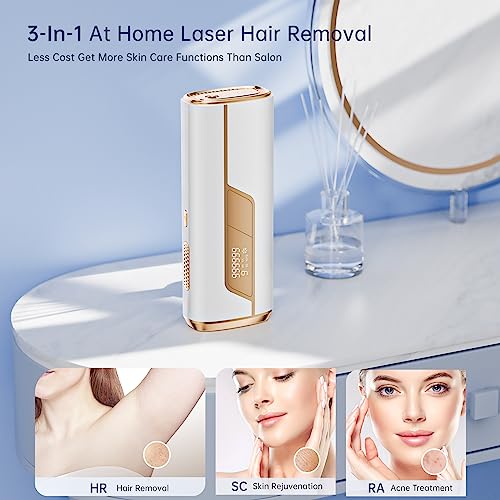 Laser Hair Removal with Painless Ice Cooling Permanent IPL Hair Removal Device for Women and Men 3 in 1 Aopvui IPL Laser Epilators Electrolysis Hair Remover Device for Leg Facial Arm Body Depilation - Image 7