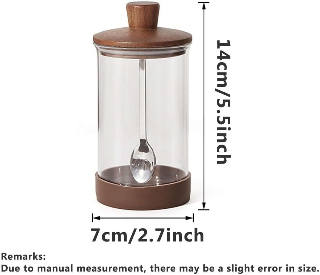 Condiment Set Seasoning Box Condiment Jar Glass Spice Jars Spice Bottles With Wood Lid Seasoning Jar Set For Salt Sugar Salt and Sugar Container Sets Condiment Pot (Color : 3Pieces)