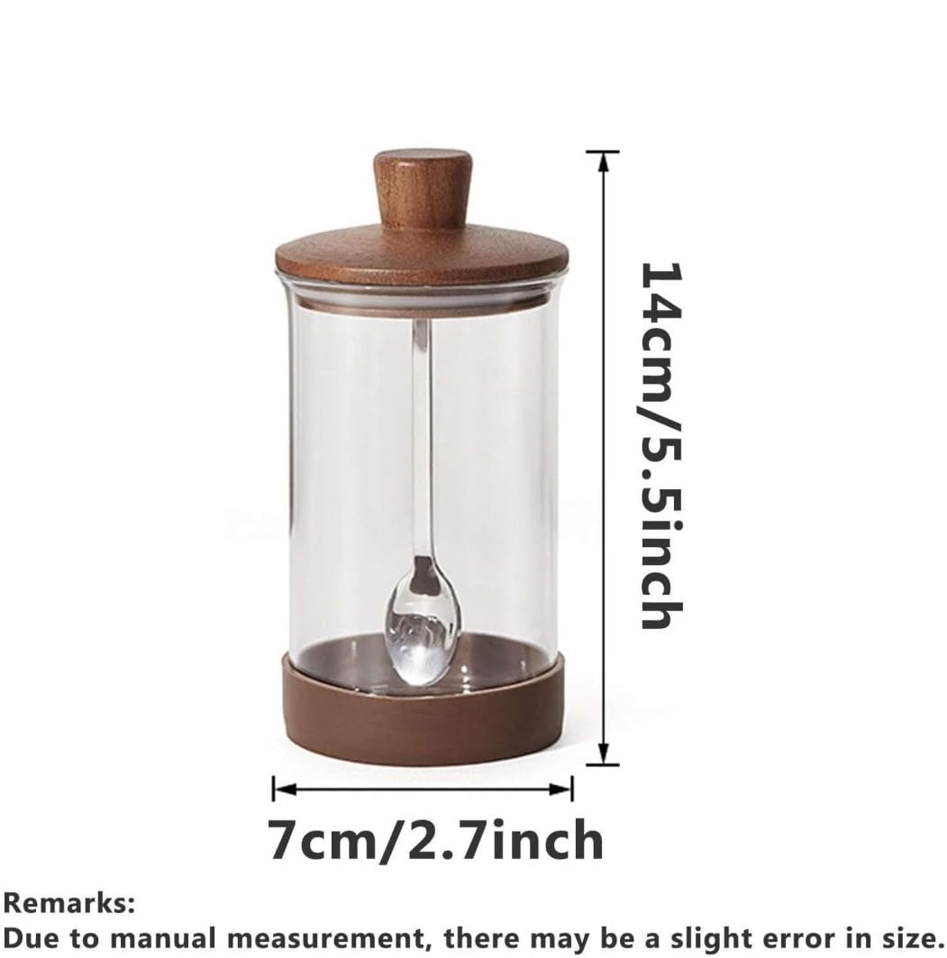 Tarro de Condimento Frascos De Especias De Vidrio, Botellas De Especias con Tapa De Madera, Juego De Tarros para Condimentos para Sal Y Azúcar para Sal, Azúcar (Color : 2Pieces)