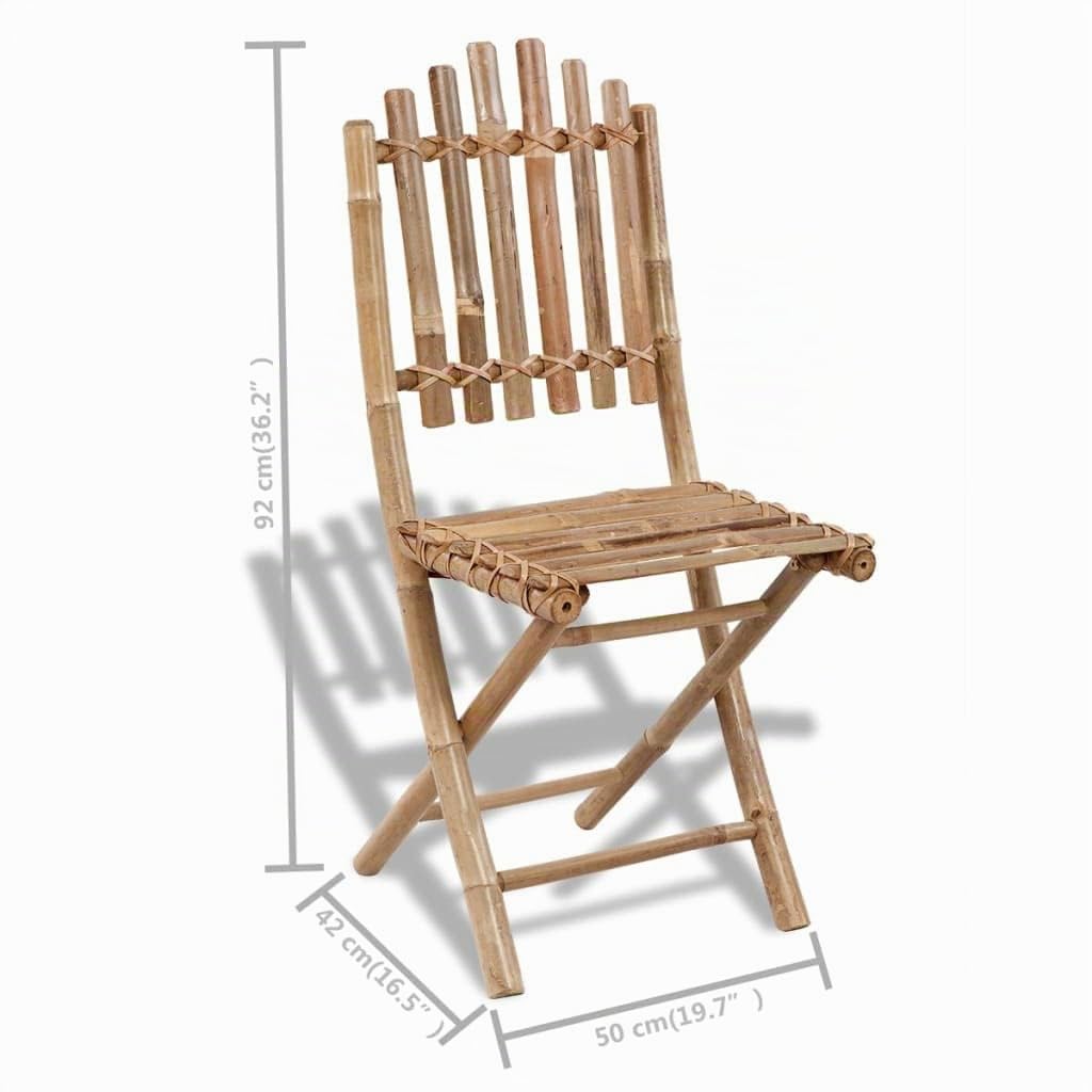vidaXL Lot de 4 chaises Pliables Bambou Ensemble de chaises de Jardin terrasse