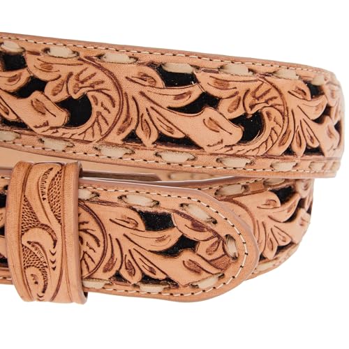 Men's Black Suede Underlay Natural Embossed Belt3