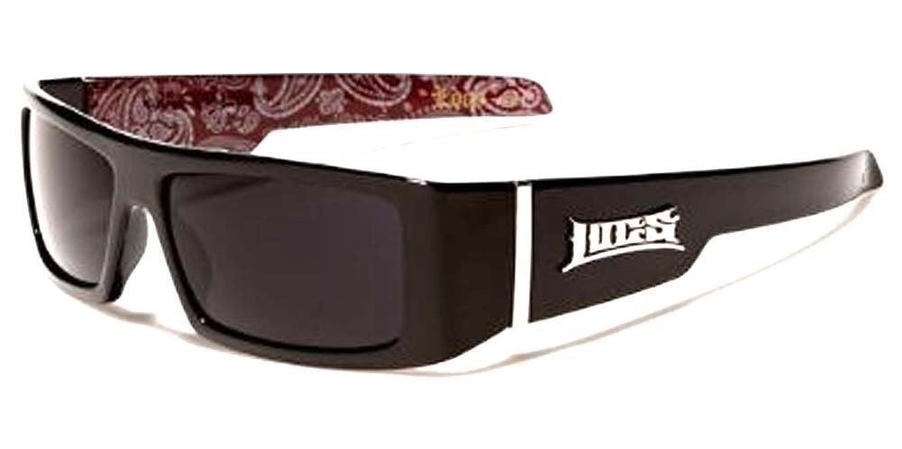 Sunglasses 0182 Dark Lens Black Frame - Red Print Inside