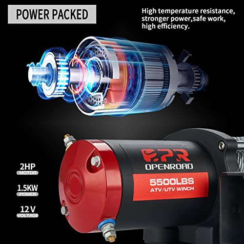 Openroad 5500 Lb Capacity Electric Winch With Cable,12V Atv Winch With Wireless Remote Control,Utv/Atv Towing Winch With Winch Mount Plate,Recovery Winch Kit… #TOP2