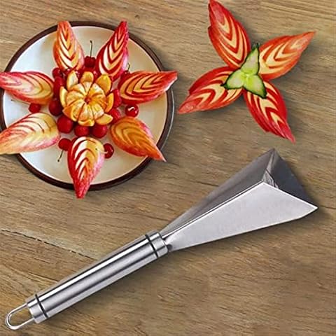 Stainless Steel Fruit Carving Knife, Triangular Shape Fruit Vegetable Knife Slicer, Kitchen Carving Cutter Fruit Vegetable Cutting Utility Knife Pumpkin Carving Tool Cover