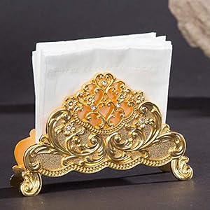 Serviettenhalter, Metall Servietten Halterung Serviettenständer für Hotel Restaurant Esstisch, 13.2 * 4 * 8.2CM(Gold)
