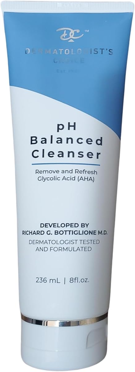Dermatologist's Choice pH Balanced Cleanser with AHA Glycolic Acid For Face and Body, Fragrance-Free Gentle Face Wash, Body Wash, and Makeup Remover