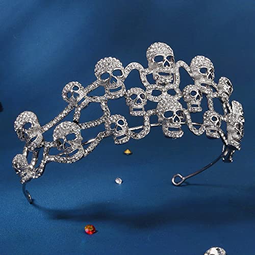 Calavera joyería de Halloween tiara cómoda que no daña el cabello 6