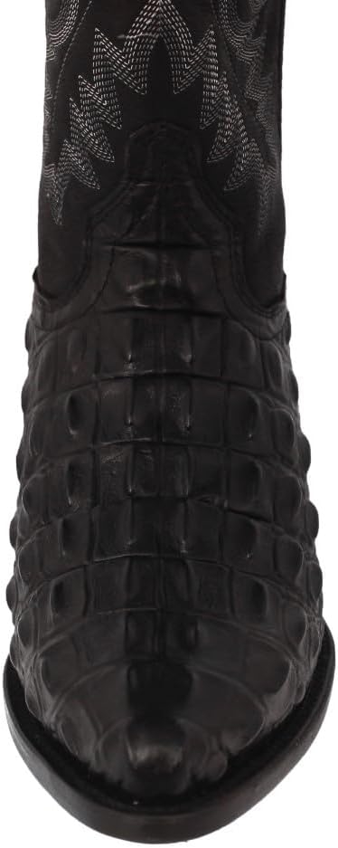 El Presidente Mens Western Cowboy Boots Black Leather Alligator Back Pattern J Toe