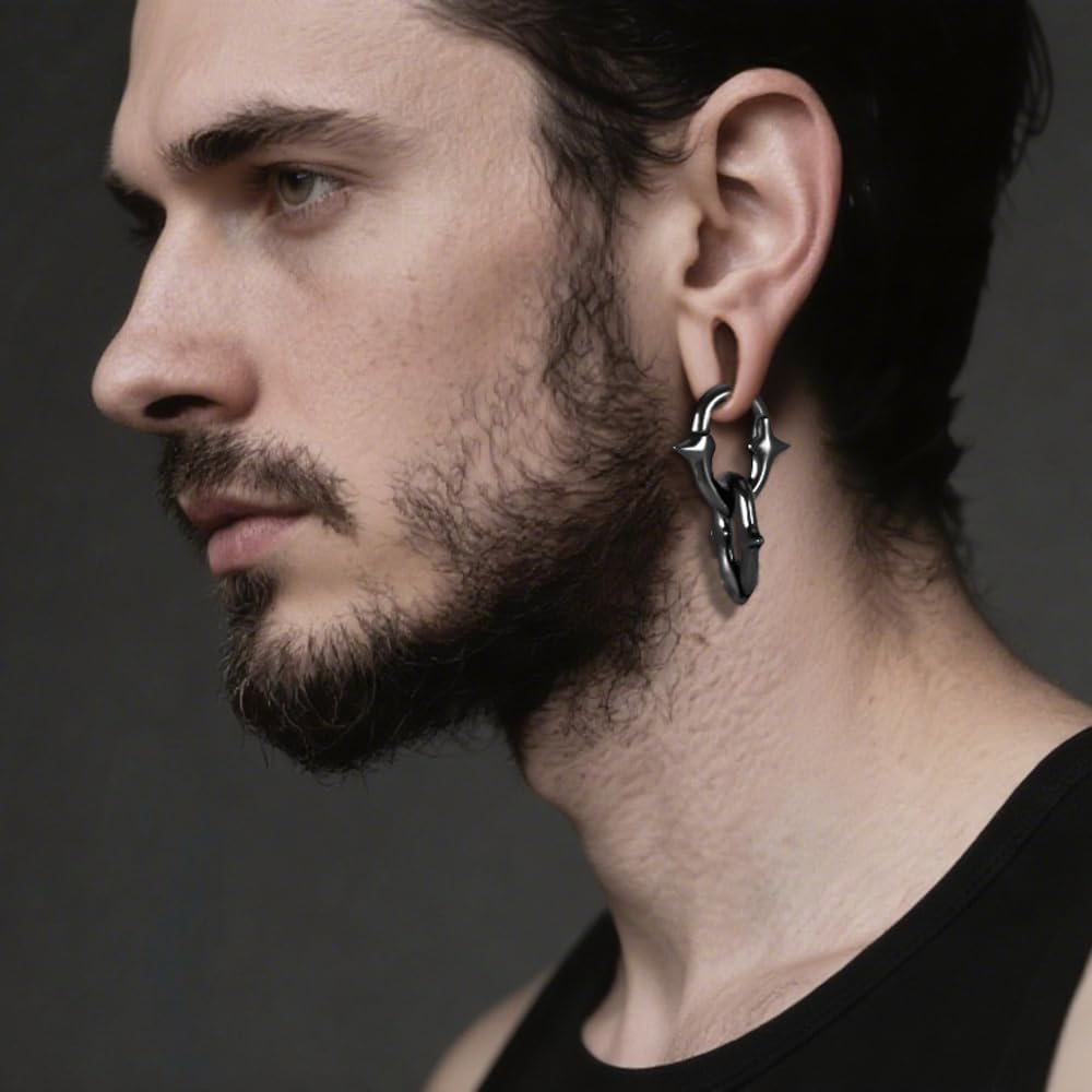 2PCS Ear Weights for Stretched Ears Gauges Stainless Steel Dangle Gauge for Women Men Ear Hanger Stretcher Piercings