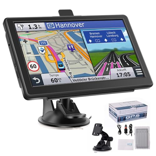 GPS Navigator for Car, Truck GPS with 7'' Touchscreen, Free Lifetime Updates, Car Navigation System with Turn-by-Turn Voice Guidance, Speed & Red Light Warning for All Cars (Black)