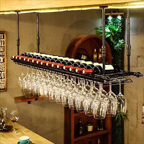 Bar estantes de vino restaurante con soporte para copas de hierro, a 2