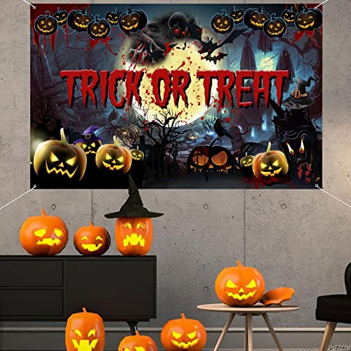 2 Pcs Cenário de terror - 3.6x5.9 pés de fundo de decoração de fotografia com tema de dia das bruxas