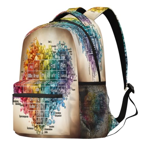Sac à dos table périodique colorée grand format pour ordinateur portable et loisirs