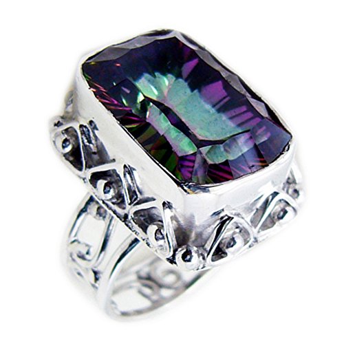 Bague déclaration mystique quartz rectangle argent massif femme