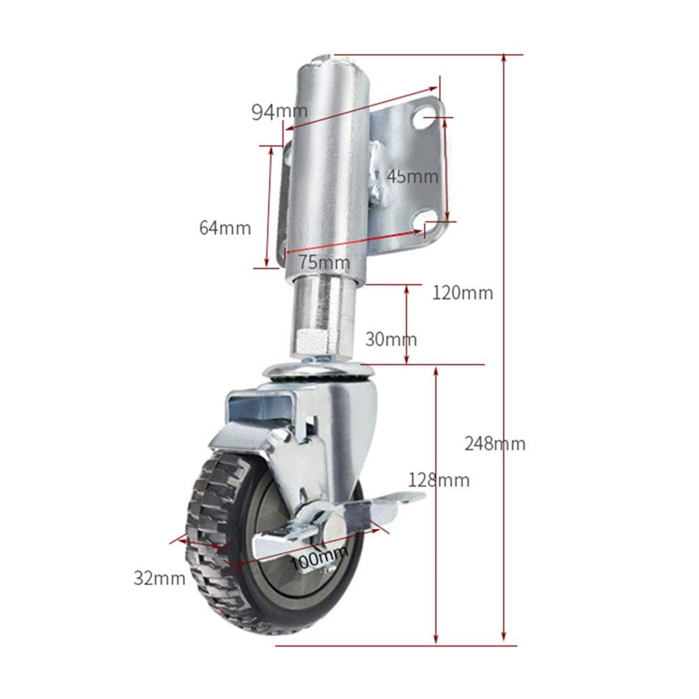 Roulette Pivotante À Ressort De Roue De Porte en Nylon, Roulette Robuste avec Amortisseur, Hauteur Réglable 30 / 60mm, Roue Industrielle Silencieuse en Résistant À l'usure （ø100mm）