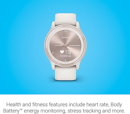 Miniatura 6 de Garmin G010-N2566-01 Vivomove Sport - Reloj inteligente híbrido de salud y bienestar con pantalla táctil, color marfil