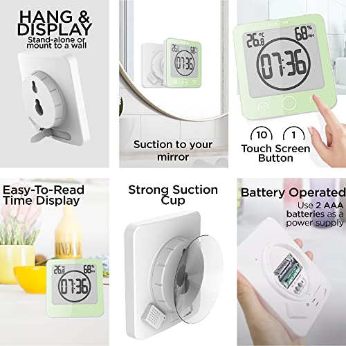 Baldr Digital Shower Clock With Timer - Waterproof Shower Timer For Kids And Adults - Bathroom Clock That Displays Time And Temperature - Battery Operated Digital Clock And Waterproof Timer - Green #TOP4