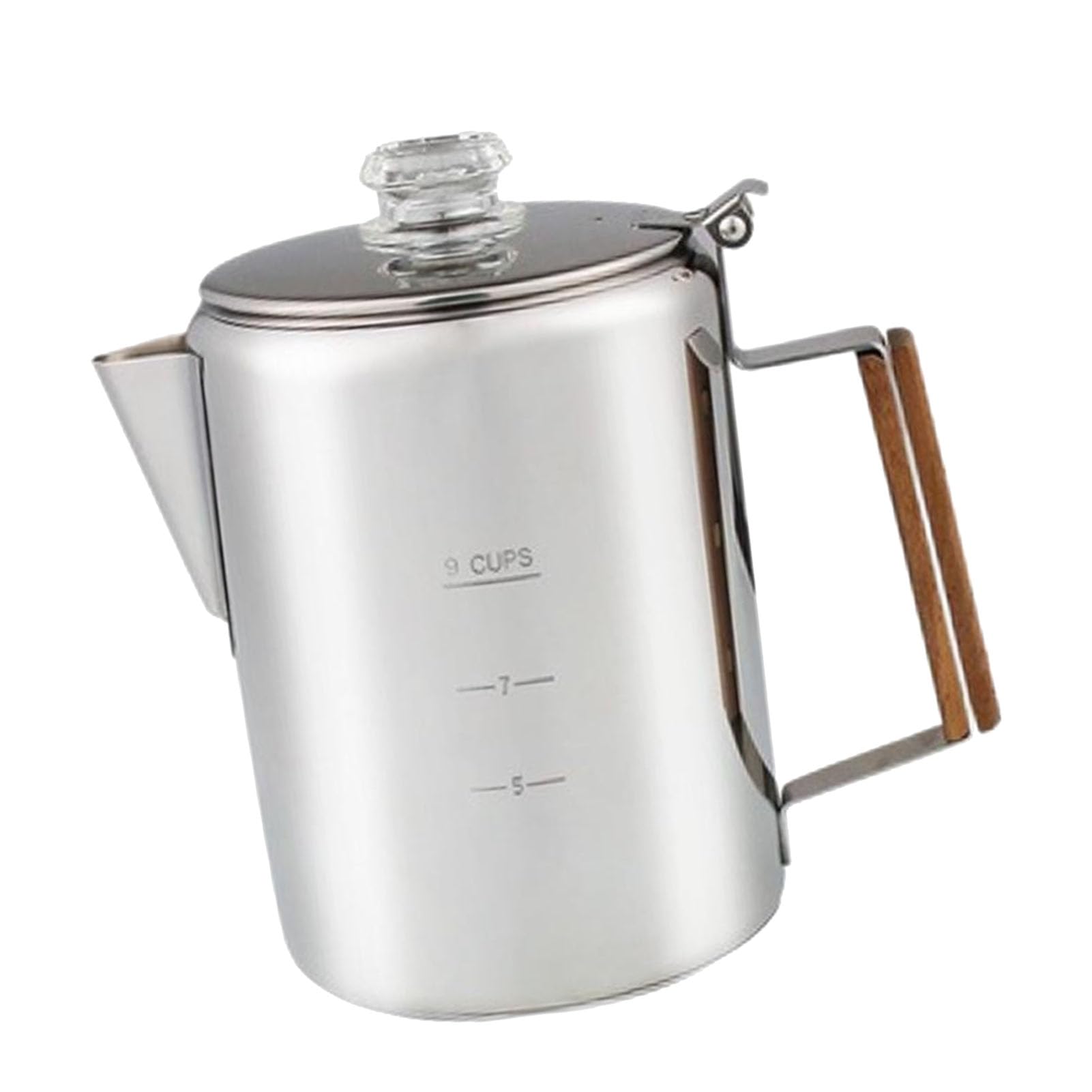 Eléctrica de Acero Inoxidable con Boquilla en V, de Madera y Filtro Fino para Camping, Picnic, Estufa de Gas, Placa de Inducción (9 tazas 1400-2000ML)