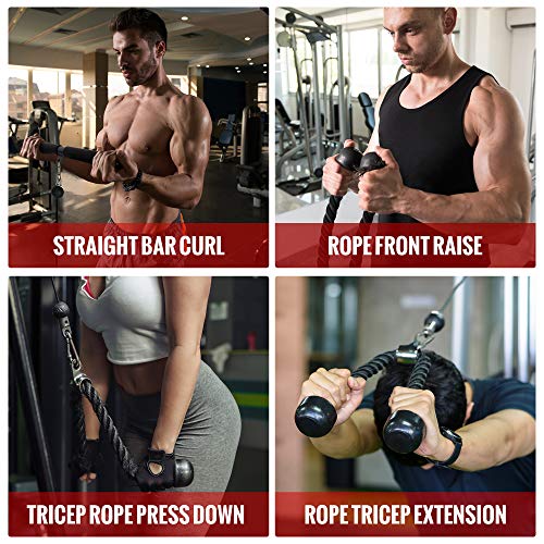 BOXERPOINT Complete Pulley System Gym for Home - 2 Pulleys with More Fitness Accessories for Tricep, Bicep Exercises - Cable Machine Pully Exercise Equipment - LAT Pull Down Weight Workout Set