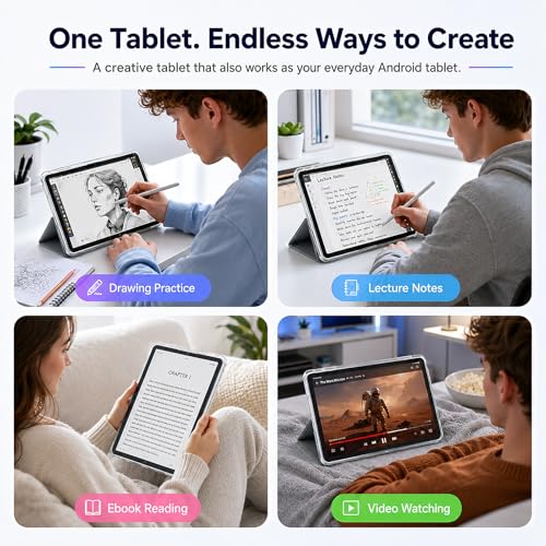 Callsky-Tab 12 Inch Drawing Tablet with Stylus Pen & Flip Case | 2000×1200 FHD IPS Display,16GB RAM 256GB Storage, Octa-Core Processor, 8000mAh Battery, Note-Taking & Art Tablet for Students - image 7