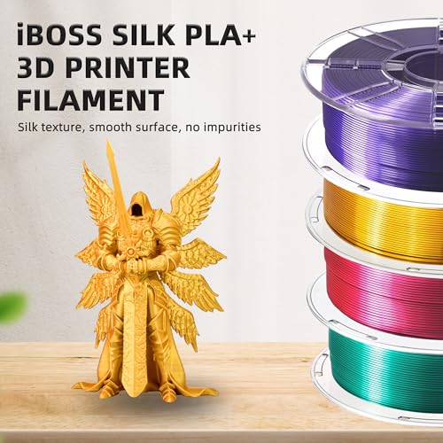 Image of iBOSS PLA Plus (PLA+) 3D Printer Filament 1.75mm+ /- 0.02mm,1kg (2.2lbs) Silk Shiny Filament 3D Printing Filament,Smooth Silky Surface,Shiny Gold PLA Pro 3D Filament,Fit Most FDM Printer (Slik Gold)