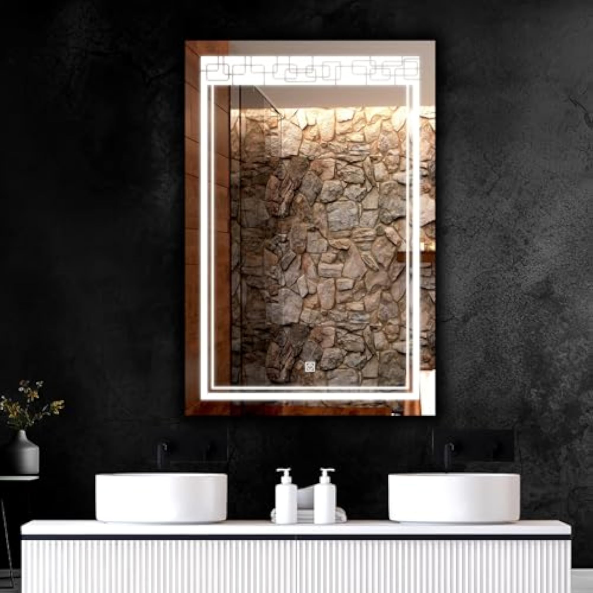 18X24 Inch Rectangular Wall Mounted Mirror with LED Light