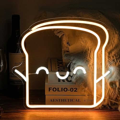 Image of Toast Bread Neon Signs, Bread Shop Decor, For Bakery Shop Business Kitchen Light up Sign Baking Food Neon Lights, Dessert Shop Cafe Restaurant, Bar Restaurant Music Concert Man Cave Game