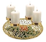 EDZARD Adventskranz Milano, Edelstahl, goldfarben, Durchmesser 34 cm