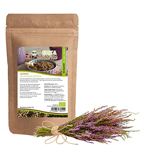 Mynatura Bio Erikablütentee 2x 300g I Tee I Erikablüte I Naturprodukt I Rohkost I Heidekraut I Vegan I Badeblüten I DE-ÖKO-044 I 300g Beutel (2 x 300g)