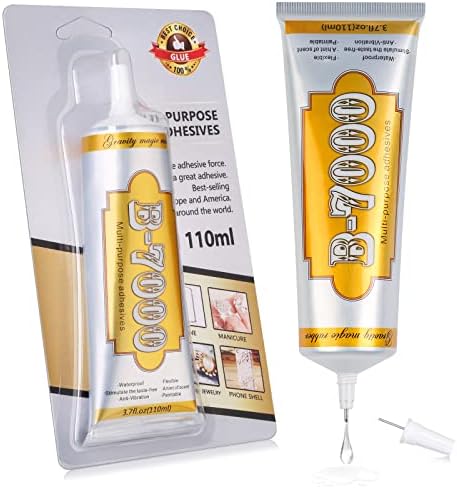 B7000 Rhinestone Glue Clear, B-7000 Glue 3.7 fl oz Upgrade Multi-Function Adhesive Super Glue with Cap & Precision Tip for Jewelry Repair, Small Hobby Models, Metal Stone Crafts, Fabric, Shoes(110ML)