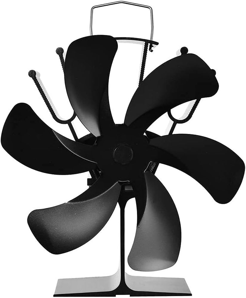Stove Top Fan, Thermal Cycling Fireplace Fan with 6-Blade, Start Running at 60℃ Efficient Heat Distribution Stove Fans, for Gas/Pellet/Wood/Log Burning Stoves