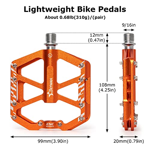 Olywan Bike Pedals Cnc Bike Platform Pedals Cycling Pedals 3 Sealed Bearings 9/16 Non-Slip Bicycle Pedal For Mtb Bmx Mountain Road Bike #TOP1