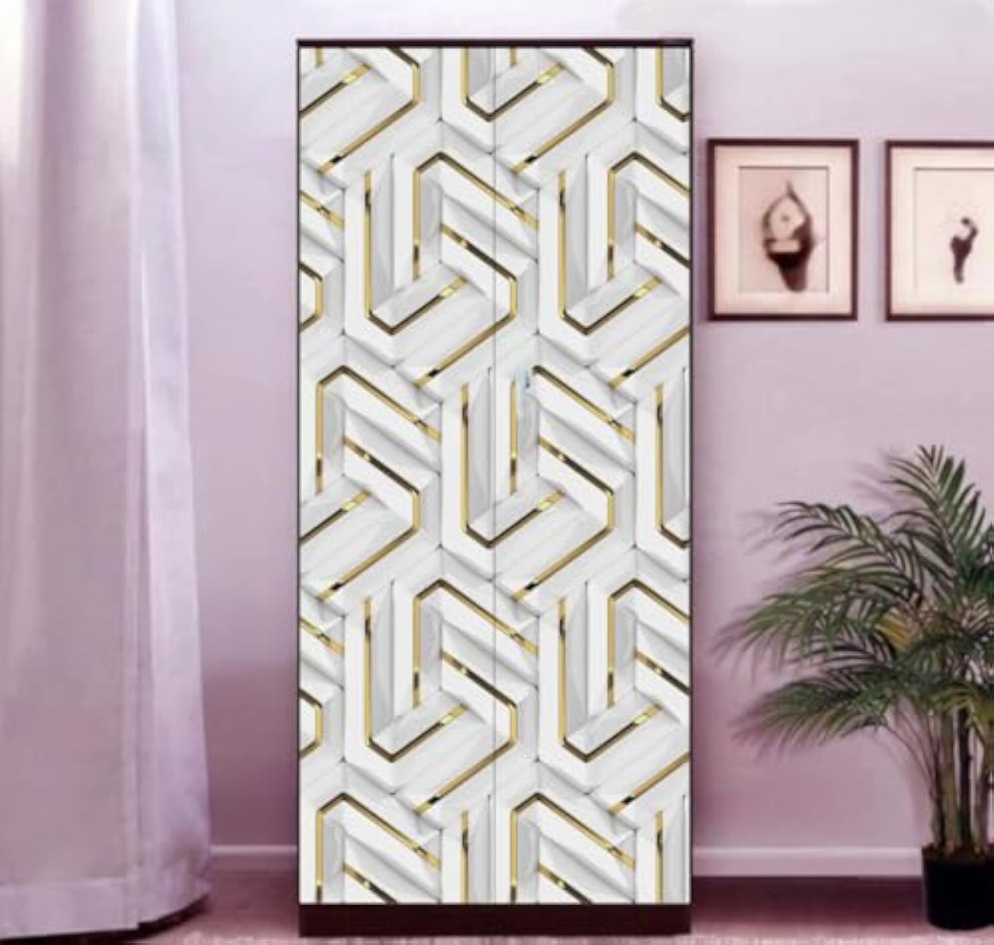 Floral 3D Almirah Sticker, Waterproof Vinyl Door Cover