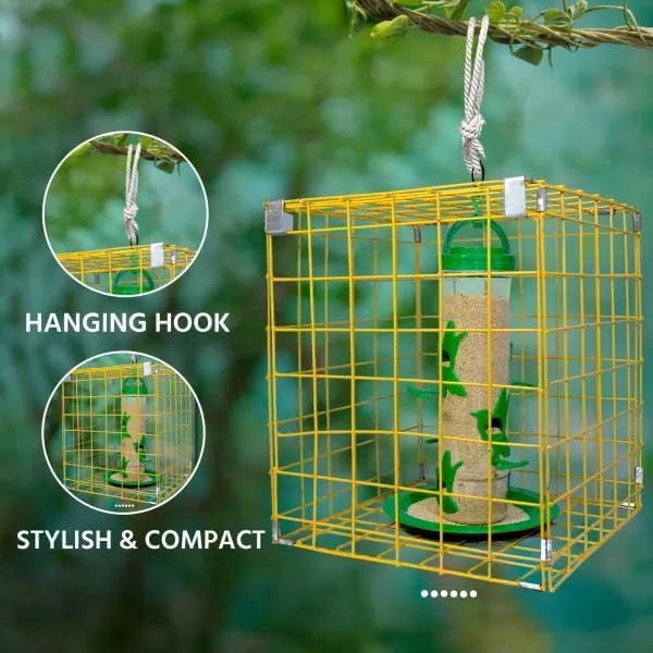 Image of Amijivdaya Pigeon & Parrot Proof Hanging Cage | Durable Rustproof Metal Bird Feeder Guard | Protective Outdoor Net Cage | Small Bird Safety Cover for Garden & Balcony Feeders