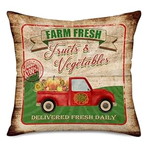 Throwpillowcoversredtruckandfarmfreshfruitsvegetablesletteringcottonlinenthrowpillowcasehomedecorativecushioncovervintagefarmhousedecor18x18inches Urban Country Home Decor Throw pillow covers red truck and farm fresh fruits vegetables lettering cotton linen throw pillow case home decorative cushion cover vintage farmhouse decor 18×18 inches urban country home decor