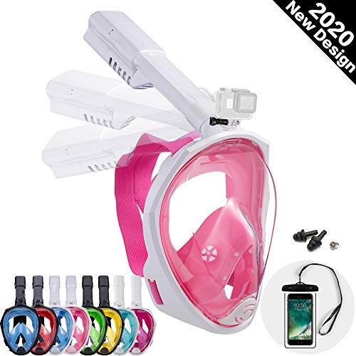 Dekugaa Full Face Snorkel Mask, Snorkeling Mask with Detachable Camera Mount, 180¡ãPanoramic Viewing