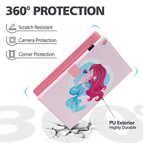 Casii All-New Fire Hd 10.1 Inch Tablet Case (9Th Generation 2019/7Th Generation 2017/5Th Generation 2015), Synthetic Leather Folio Stand Smart Magnetic Cover With Auto Sleep Wake, Sweet Mermaid #TOP4