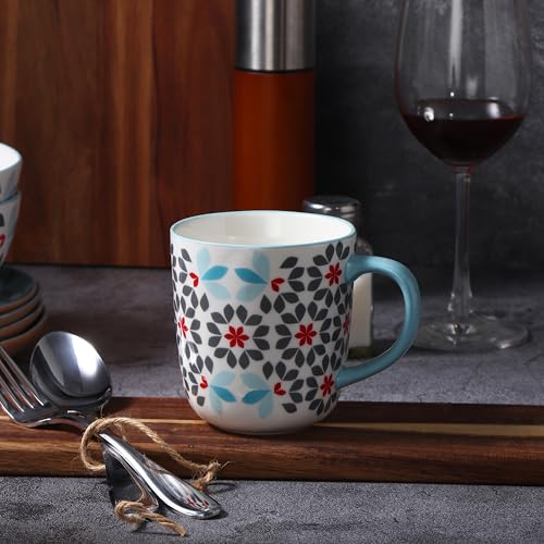 Set de 4 tazas de café de hueso de porcelana con patrón floral miniatura 4