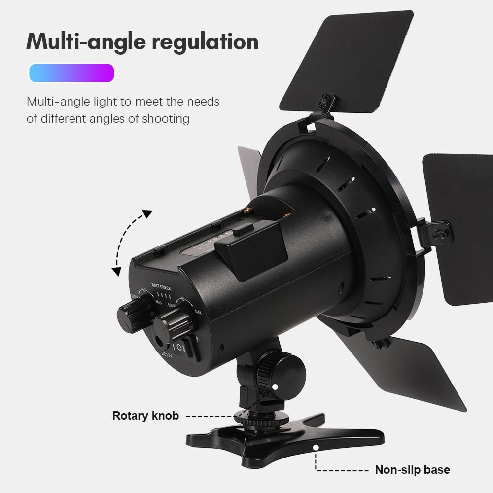 Andoer Luce video a LED RGB, 10 W Luce fotografica 3200 K-5600 K Dimmerabile 5 Effetti di Scena con Porte in Metallo Montaggio a Scarpa Fredda Telecomando, Compatibile con Serie DC/NP