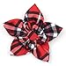 The Worthy Dog Red/Black Bias Plaid Pattern Flower Knot Bow Tie Adjustable Collar Attachment Accessory for Cats Dogs, Cute Fashionable Decoration - Small