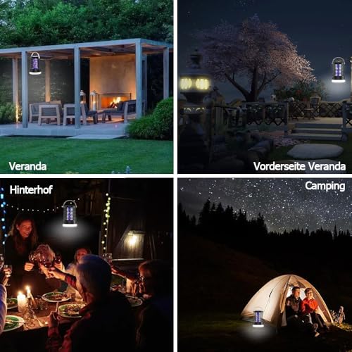 Insektenvernichter Elektrisch Mückenschutz Fliegenfalle, Wasserdicht IPX6, Mückenlampe mit USB-C Ladung für Camping Garten Balkon Schlafzimmer, Mückenfalle mit Aufhängehaken