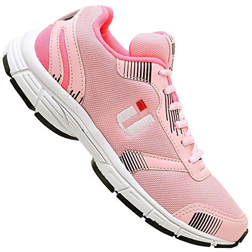 Tênis Fitness Feminino Cadarço Treino Caminhada Conforto Rosa 37