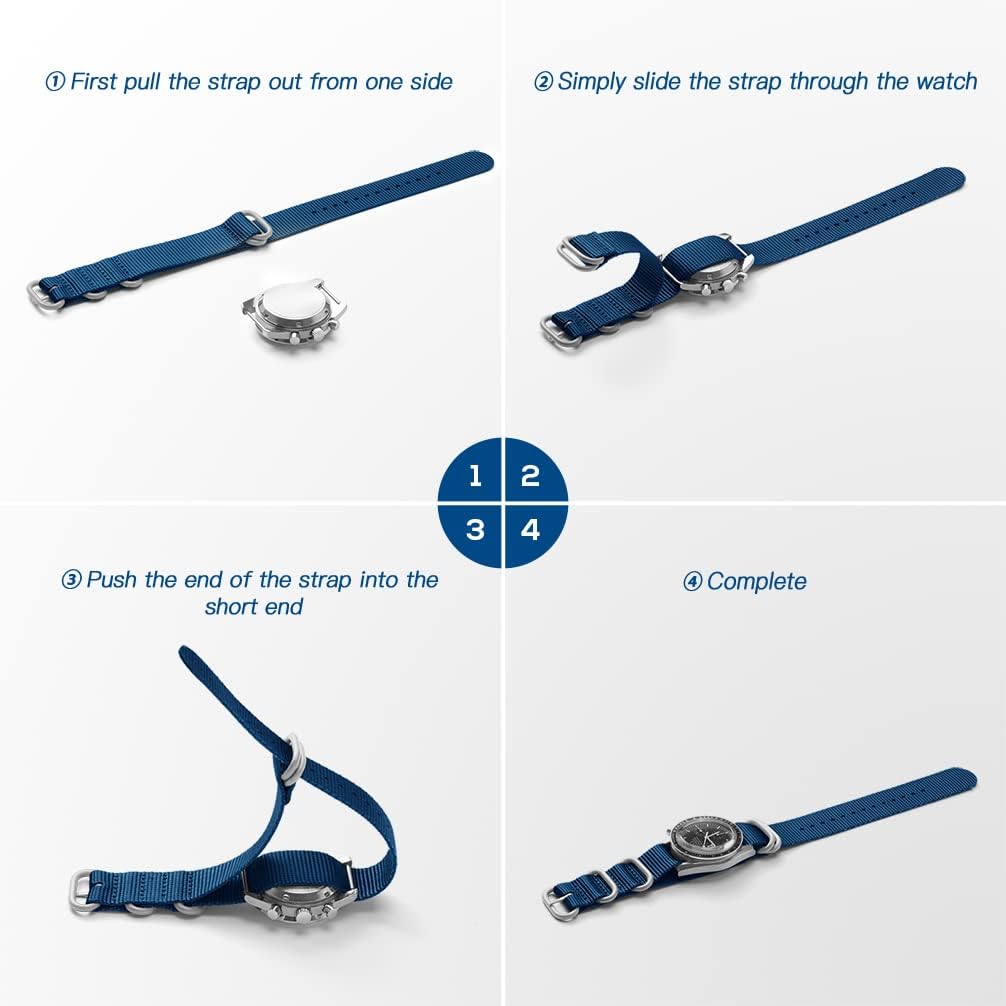 Watch Bands - Thick Premium Military Ballistic Nylon Style Strap With Heavy Silver Stainless Steel Buckle - Choice of Width - 18mm, 20mm, 22mm or 24mm - Image 7