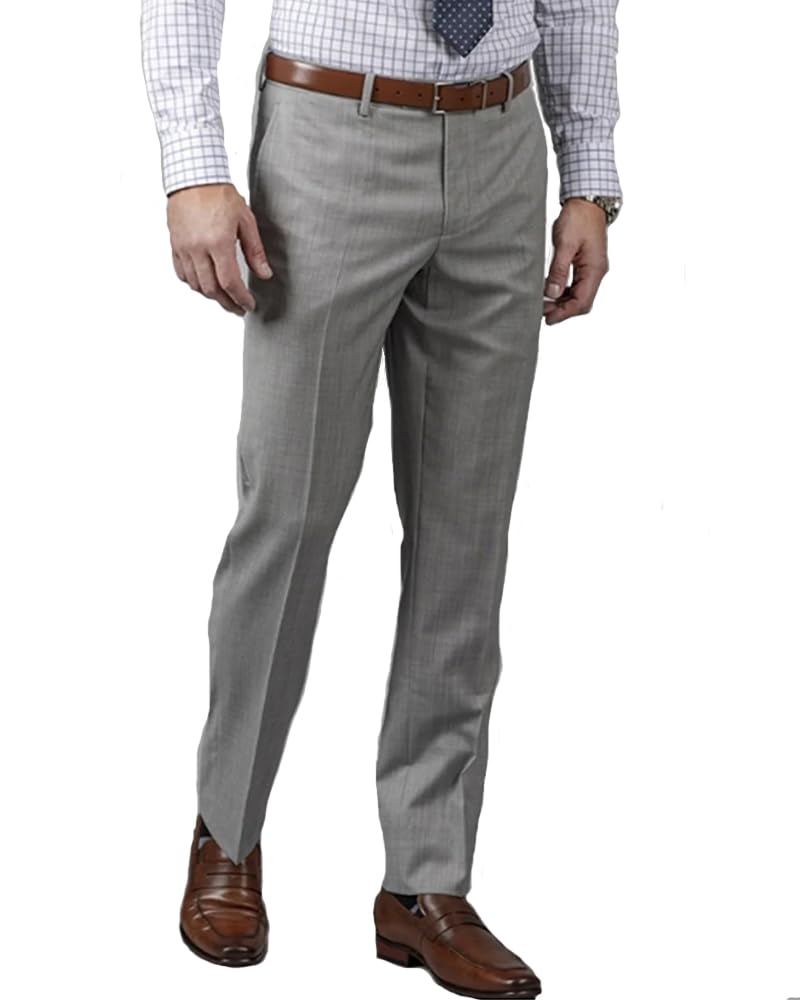 Mens Paul Betenly Light Grey Roma Modern Fit Dress Pants