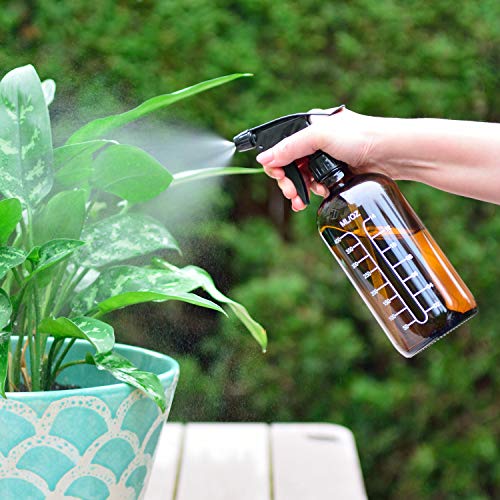 Youngever 4 Pack 16 Ounce Empty Glass Spray Bottles with Measurements, Spray Bottles for Hair and Cleaning Solutions (Amber)3