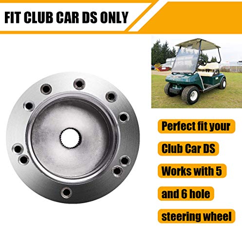 Leapgomax Club Car Ds Golf Cart Steering Wheel Adapter For Club Car Ds 1984+ Golf Cart Steering Wheel Mounting Adapter 5/6 Hole Steering Wheel Chrome Club Car Ds(Silver) #TOP3