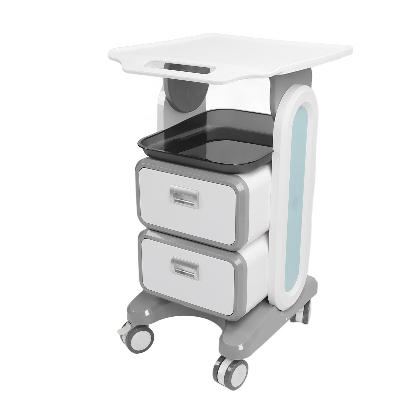 Carrello Medico con 2 Cassetti, Carrello Salone, Carrello Cosmetici, Carrello Salone di Bellezza con Vano Portaoggetti e Carrello Porta Attrezzi con Ruote Universali